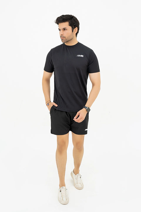 M - Mesh Lycra T-Shirt - Black Grey