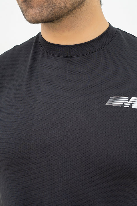 M - Mesh Lycra T-Shirt - Black Grey